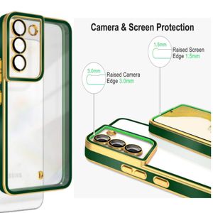 Fashion Case Pochette Compatible avec Samsung s23 Confortable Touche transparente Gold/Vert