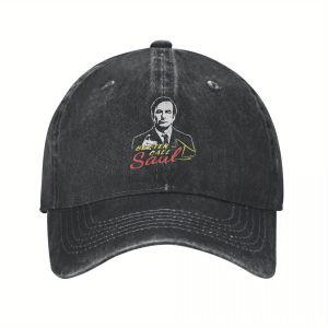 Casquette de Baseball Inspirée par la Série Better Call Saull pour Hommes & Femme - Accessoire Officiellement Licencié Franchise Breaking Bad, Chapeau Décontracte Extérieur avec Logo "Saul Goodman", Matériel Textile Durable Lavage à Main (Noir) – Style 