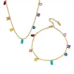 Clémentine Paris Ensemble de bijoux de luxe pour femme doré plaqué or Idée cadeau Prisme Multicolore EGO080