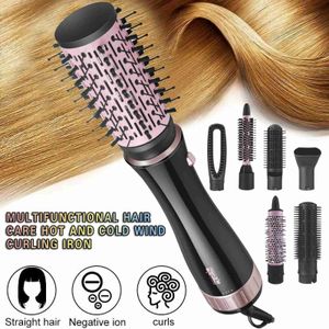 Sèche-cheveux professionnel soufflant 5 en 1 air chaud brosse sèche-linge  soufflant lisseur électrique friser fer plat friser outil de moulage (UE)