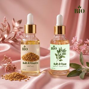 Bio Huile de fenugree 50 ml et Huile de sauge 50 ml cosmétique naturel organic