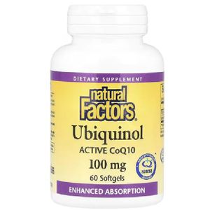 Natural Factors Natural Factors, Ubiquinol, Active CoQ10, 100 mg, 60 Softgels