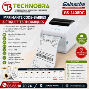 Gainscha طابعة الباركود والملصقات الحرارية للتجارة الإلكترونية (GS-2408DC)