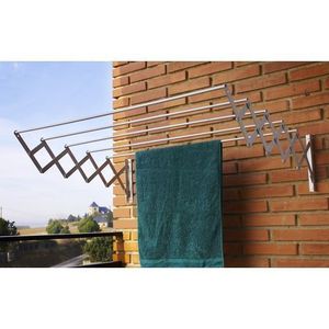 Sèche linge accordéon mural de 5 barres de 80 cm en aluminium