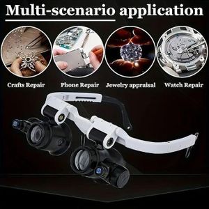 Loupe Lunettes LED Grossissement x8 - Réparation Mobile, Bijoux, Montres
