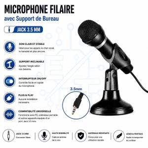 Microphone Filaire YW-30 avec Support de Bureau et Interrupteur ON/OFF – Jack 3.5 mm