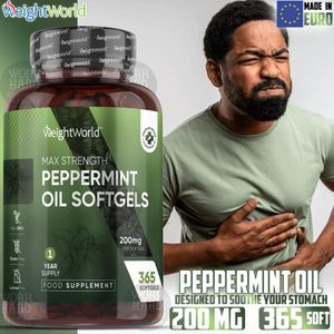 WeightWorld زيت النعناع 200 ملجم لإدارة رائحة الفم الكريهة بشكل طبيعي، لاكتوز، 365 كبسولة طرية