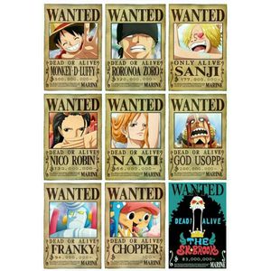 9 Poster Wanted anime manga Onee Piecee style Poster Chambre A4 avec poster cadeau 