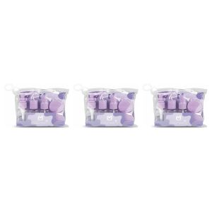 MIEVIC Lot de 3 - Set de Voyage 5 Pièces - Bouteilles Rechargeables Transparentes et Violettes - Pour Cosmétiques et Liquides - Compact et Pratique
