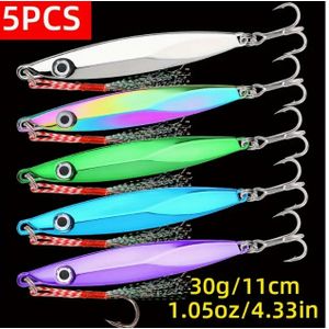 5 pièces leurres Cuillère métallique à coulée rapide pour la pêche, plaqué argent électrolytiquement, leurres de pêche pour eau douce et eau salée, matériel de pêche pour Mahi Marlin, Thon, truite, Saumon et Grouper Vertical