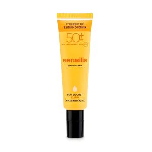 sensilis Fluide Solaire - SPF50+, Acide Hyaluronique, Vitamine D & Actifs Anti-âge - Protection Solaire Élevée & Anti-âge pour Peaux Sensibles - 50 ml
