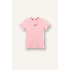 Defacto تيشيرت نص كم مضلع فلورال قصة عادية بياقة مستديرة