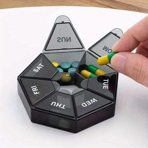 Pilulier 7 Jours Compact – Organisateur de Médicaments Portable – Noir
