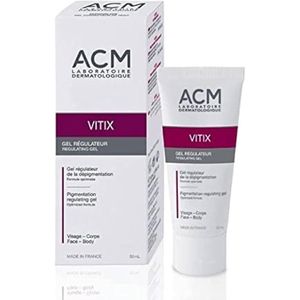 ACM  Vitix Gel Régulateur 50ml + Vitix Gel 20ml, Soin Dépigmentant, Vitiligo, Taches Blanches, Repigmentation Cutanée
