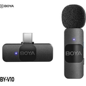 Boya Nouveau Microphone cravate sans fil externe by-V10 Type C à clipser pour enregistrement vidéo Streaming en direct sur YouTube