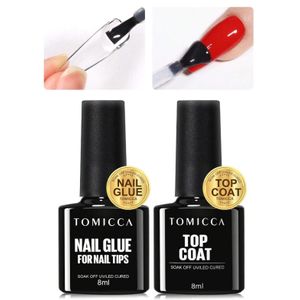 2 Pièces De Base Coat Et 8 in 1 Nail Glue For Nail Tips 8ml ,Vernis à Ongles En Gel De Verre Nail Art LED/UV 