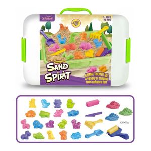 Set de Sable Magique Animalier - Mallette de Jeu Créatif - Pour Enfants 3 Ans et Plus - 26 Pièces et Outils