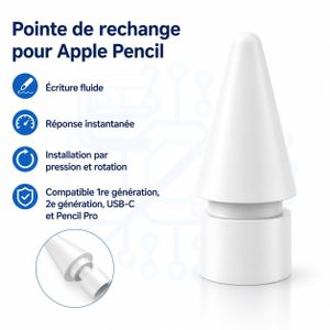 Pointe de Rechange Compatible Apple Pencil 1re Génération, 2e Génération, USB‑C et Pro