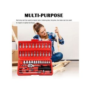 Coffret à outils polyvalent 46 Pcs Tournevis et jeu de douilles de précision