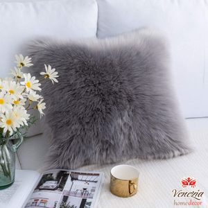 2Pcs Housse de Coussin, Fausse Fourrure Deluxe Décoratif Canapé Chambre Lit  Super Doux Peluche Mongolie Taie