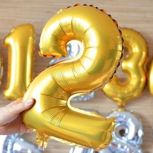 Ballons Aluminium Or Anniversaire Chiffre 2 ans