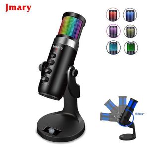 Jmary Microphone RGB cardioïde à condensateur USB, Type-c (IOS / Android, Mac / Windows)