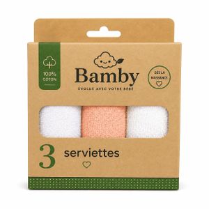 Bamby Set de 3 Serviettes Bébé en 100% Coton – Douces, Absorbantes et Confortables – Serviettes de Toilette pour Nouveau-Né et Bébé – Dès la Naissance
