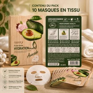 Fruit Of The Wokali Masque Visage Hydratant Avocado – Pack de 10 Masques