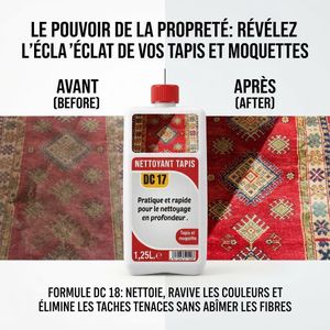 Nettoyant Tapis et Moquette DC 18 Solution Nettoyage en Profondeur 1,25 L - Detachant Puissant pour Taches Tenaces, Sechage Rapide et Entretien Textiles