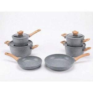 Batterie de Cuisine Granite 6  Pièces avec Couvercles en Verre – Poêles et Casseroles