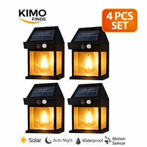 Kimo Lot de 4 Lampes Solaires LED Extérieures – Applique Murale Étanche avec Détecteur de Mouvement Auto Nuit