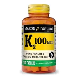 Mason Natural Vitamine K2 - Soutien du Métabolisme du Calcium et Santé Osseuse - 100mcg - 100 Comprimés