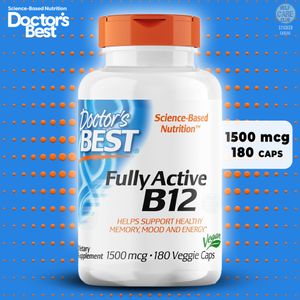 Doctor's BEST Fully Active B-12 1500 mcg, Non-GMO, Vegan, Gluten Free, Supports Healthy Memory, Mood and Circulation, 180 Count