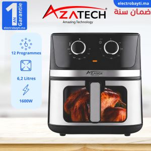 AZATECH قلاية بدون زيت - 12 لتر - قلاية هوائية بشاشة لمس - 7 برامج - 1800 وات