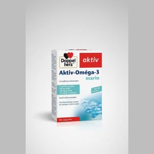 Doppelherz Oméga-3 Marin - Soutien Cardiovasculaire et Cérébral - 60 Gélules - Fabriqué en Allemagne