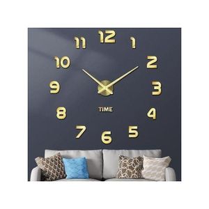 Horloge 3D Montre Murale Autocollante silencieuse 70cm Décoration Maison/Bureau