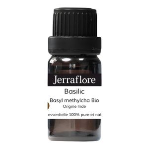 Jerraflore Huile Essentielle de Basilic Basyl Methylcha Bio - Soutien Digestif et Respiratoire - 10 ml