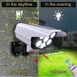 Caméra de Surveillance Factice Solaire LED avec Détecteur de Mouvement & Télécommande - Projecteur Étanche Extérieur