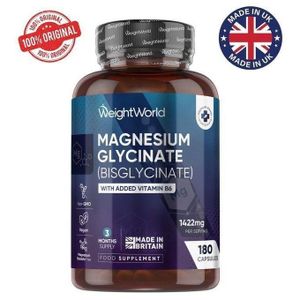 WeightWorld Magnesium Glycinate Bisglycinate,Vitamine B6 Haute Dose 1420 mg, 180