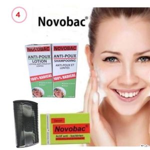 Novobac  4 pcs SHAMPOING ANTI-POUX +  anti poux lotion+savon