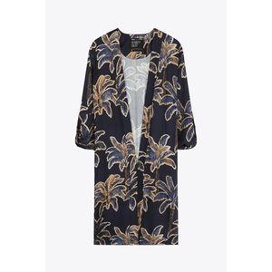 Marwa كيمونو مطبوع باللونين الأصفر والأزرق