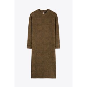 Marwa فستان طويل بيج بنقشة مربعات