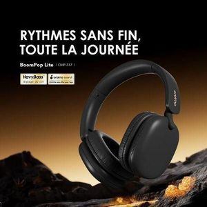 Oraimo BoomPop Lite Écouteurs supra-auriculaires sans fil ENC, Casque Bluetooth 5.3, Grande Autonomie 60 Heures Boom pop- OHP-317