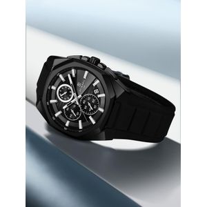 Curren Montre Luxe Homme Chronographe Boîtier Coussin Cadran Noir Index Blancs – Série Prestige
