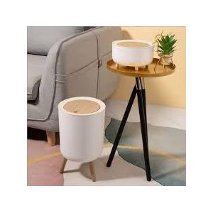 Genebre Trash canGarbage can with Press top LidNordic Modern Waste BasketPlastic Trash bin Suitable for Kitchen- Bathroom- Bedroom- Living Room- Office- OutdoorDog Proof Trash can-1.8 Gallon -