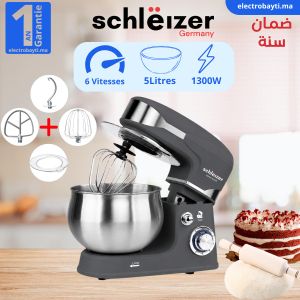 schlëizer Robot Pâtissier - Bol Inox Premium - 5 Litres - 1300 Watts - 6 Vitesses