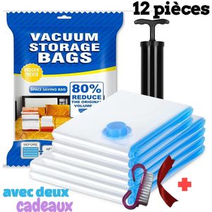 12 Pièces Sac De Compression Sous Vide Ensemble Sac De Rangement