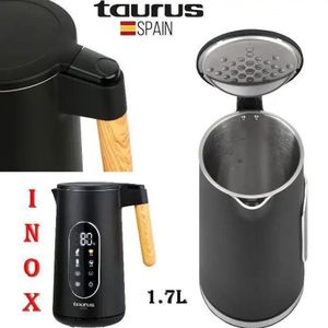 Taurus Bouilloire électrique afficheur et commandes tactile 1,7L 4 T° base rotative design élégant noir/bois