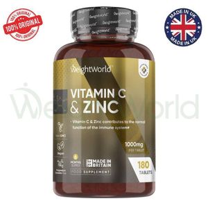 WeightWorld Vitamine C + Zinc en Comprimés , 1000mg 180 comprimés Origine Algneterre UK