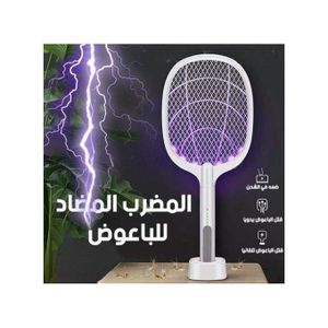 Raquette à moustiques électrique 2 en 1 pour l'extérieur et l'intérieur